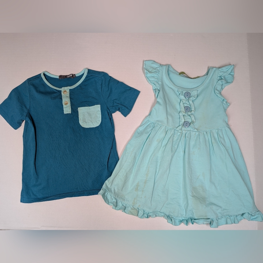 Twins boy girl outfit Coordinating Colors